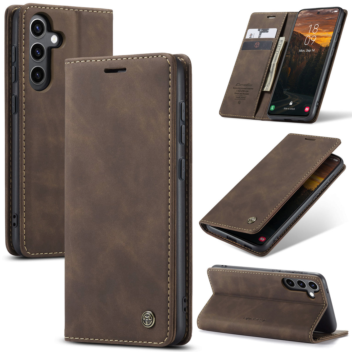 For Samsung Galaxy S24 FE Case CASEME 013 Series Card Holder Stand Leather Phone CoverCaseM - TechGearPal