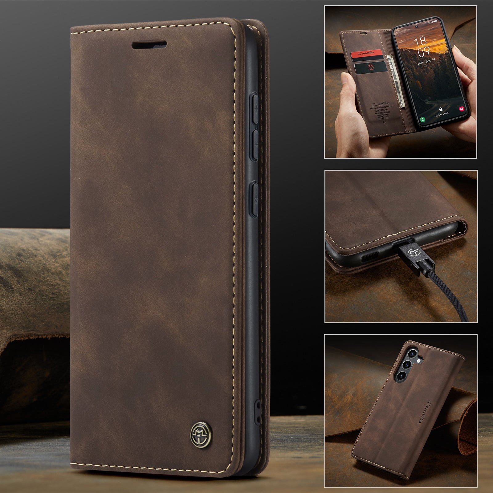 For Samsung Galaxy S24 FE Case CASEME 013 Series Card Holder Stand Leather Phone CoverCaseM - TechGearPal