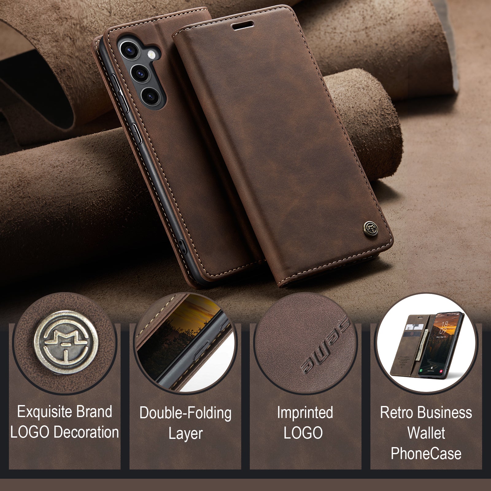 For Samsung Galaxy S24 FE Case CASEME 013 Series Card Holder Stand Leather Phone CoverCaseM - TechGearPal