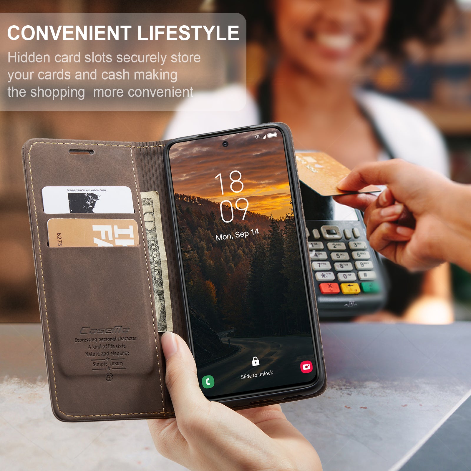 For Samsung Galaxy S24 FE Case CASEME 013 Series Card Holder Stand Leather Phone CoverCaseM - TechGearPal