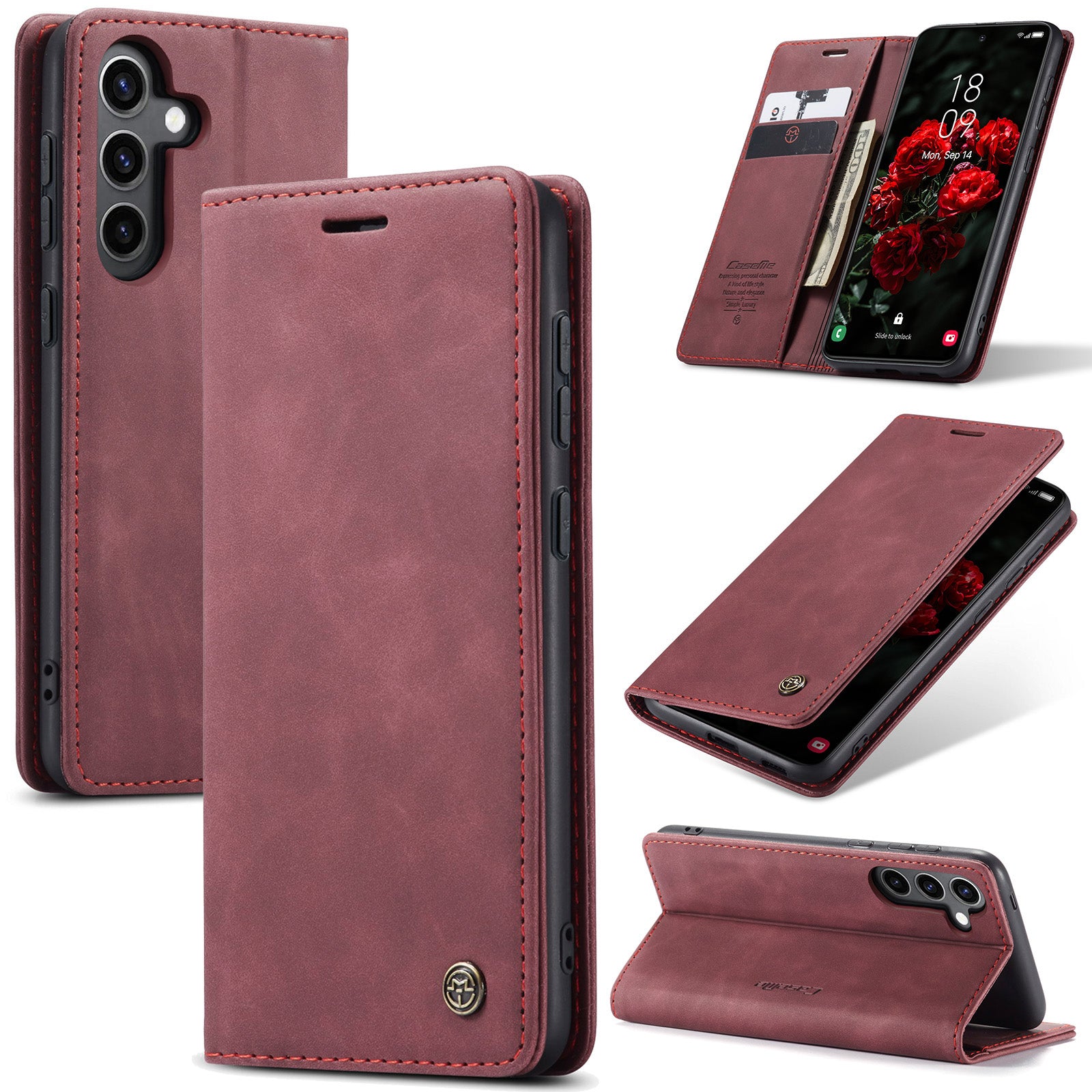 For Samsung Galaxy S24 FE Case CASEME 013 Series Card Holder Stand Leather Phone CoverCaseM - TechGearPal