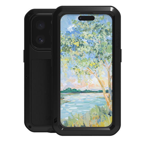 LOVE MEI For iPhone 16 Pro Max Case Tempered Glass Screen Protector Metal+Silicone Phone Cover - TechGearPal