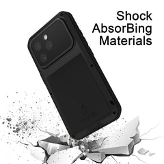 LOVE MEI For iPhone 16 Pro Max Case Tempered Glass Screen Protector Metal+Silicone Phone Cover - TechGearPal