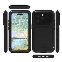 LOVE MEI For iPhone 16 Pro Max Case Tempered Glass Screen Protector Metal+Silicone Phone Cover - TechGearPal
