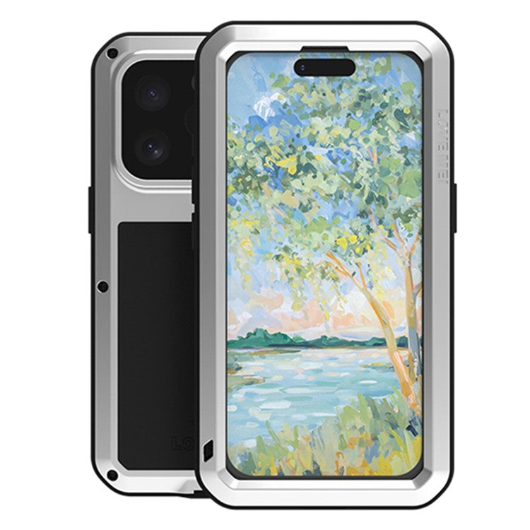 LOVE MEI For iPhone 16 Pro Max Case Tempered Glass Screen Protector Metal+Silicone Phone Cover - TechGearPal