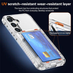 For Samsung Galaxy S25 Clear Case PC+TPU Phone Cover Card Holder Kickstand
