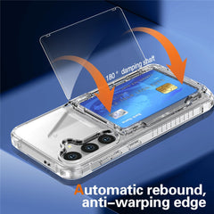 For Samsung Galaxy S25 Clear Case PC+TPU Phone Cover Card Holder Kickstand