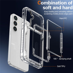 For Samsung Galaxy S25 Clear Case PC+TPU Phone Cover Card Holder Kickstand