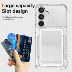 For Samsung Galaxy S25 Clear Case PC+TPU Phone Cover Card Holder Kickstand