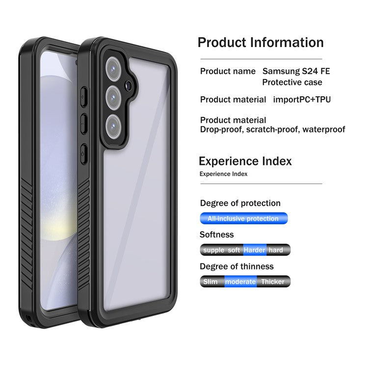 REDPEPPER FS Series For Samsung Galaxy S24 FE Case IP68 Waterproof Clear Back Panel Phone Cover - TechGearPal