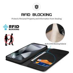 DUX DUCIS Hivo Series For Samsung Galaxy S25 Ultra Case Cowhide Leather RFID Blocking Wallet Stand Flip Phone Cover