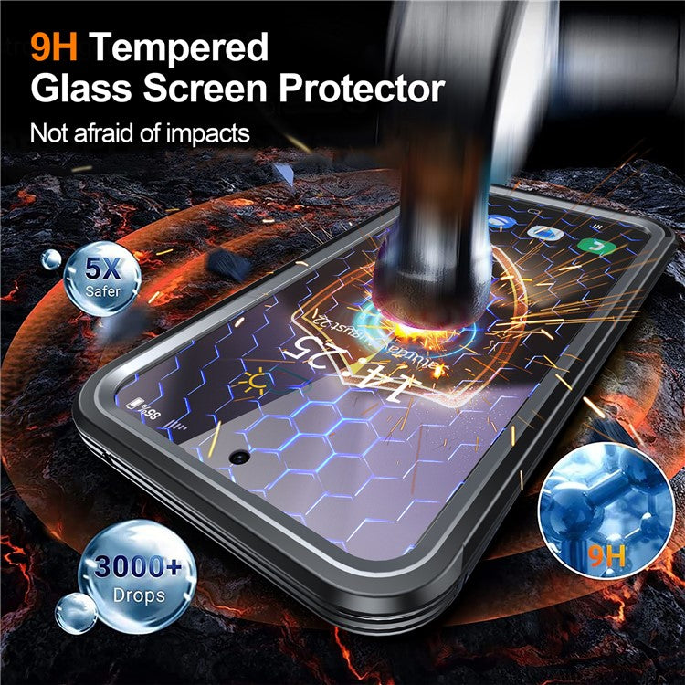 For Samsung Galaxy S24 FE Magnetic Case PC+TPU Phone Cover with Tempered Glass Screen Fil - TechGearPal