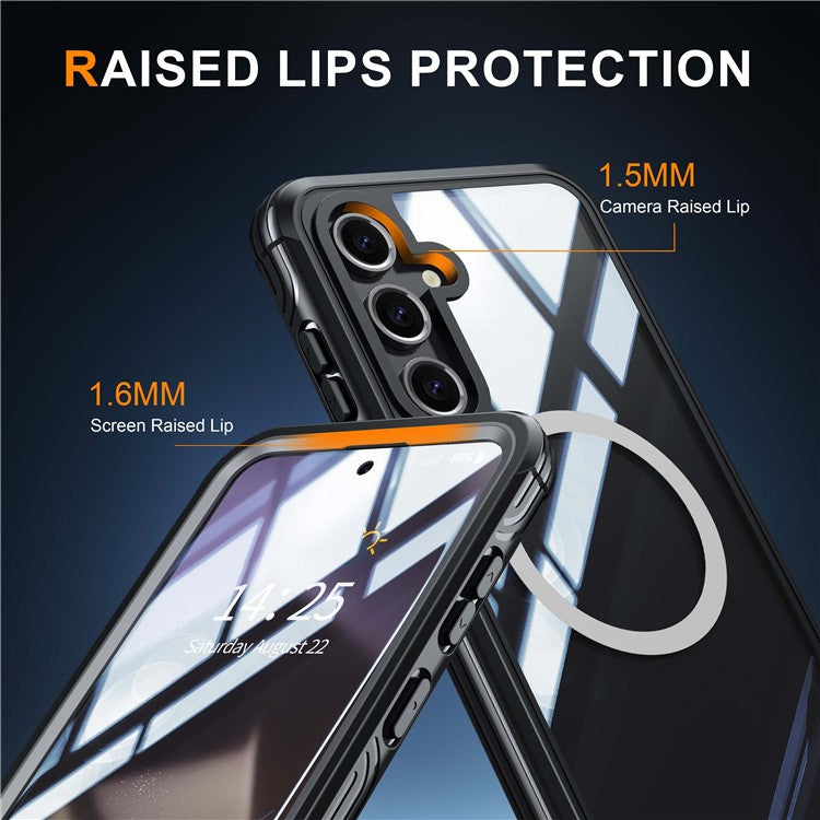 For Samsung Galaxy S24 FE Magnetic Case PC+TPU Phone Cover with Tempered Glass Screen Fil - TechGearPal