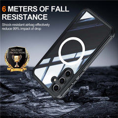 For Samsung Galaxy S24 FE Magnetic Case PC+TPU Phone Cover with Tempered Glass Screen Fil - TechGearPal