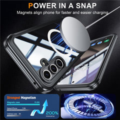 For Samsung Galaxy S24 FE Magnetic Case PC+TPU Phone Cover with Tempered Glass Screen Fil - TechGearPal