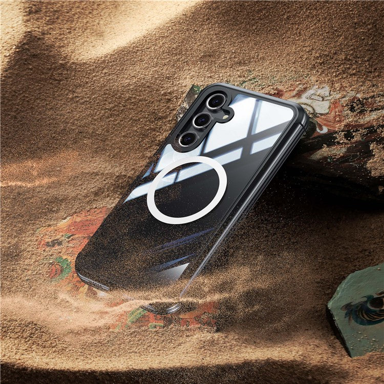 For Samsung Galaxy S24 FE Magnetic Case PC+TPU Phone Cover with Tempered Glass Screen Fil - TechGearPal