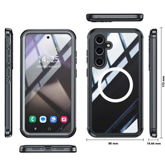 For Samsung Galaxy S24 FE Magnetic Case PC+TPU Phone Cover with Tempered Glass Screen Fil - TechGearPal