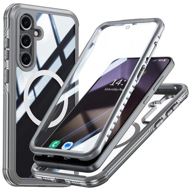 For Samsung Galaxy S24 FE Magnetic Case PC+TPU Phone Cover with Tempered Glass Screen Fil - TechGearPal