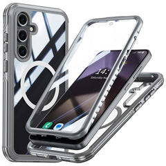 For Samsung Galaxy S24 FE Magnetic Case PC+TPU Phone Cover with Tempered Glass Screen Fil - TechGearPal