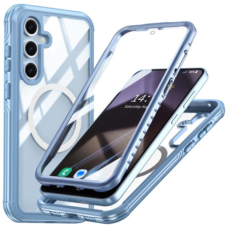For Samsung Galaxy S24 FE Magnetic Case PC+TPU Phone Cover with Tempered Glass Screen Fil - TechGearPal