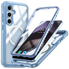 For Samsung Galaxy S24 FE Magnetic Case PC+TPU Phone Cover with Tempered Glass Screen Fil - TechGearPal
