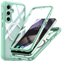 For Samsung Galaxy S24 FE Magnetic Case PC+TPU Phone Cover with Tempered Glass Screen Fil - TechGearPal