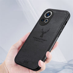 Coque hybride en cuir PU pour Huawei Nova 13 5G, motif cerf, texture tissu 