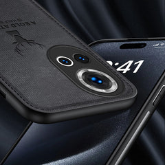 Coque hybride en cuir PU pour Huawei Nova 13 5G, motif cerf, texture tissu 
