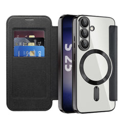 Coque en cuir pour Samsung Galaxy S25 compatible avec MagSafe et blocage RFID