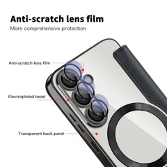 Coque en cuir pour Samsung Galaxy S25 compatible avec MagSafe et blocage RFID