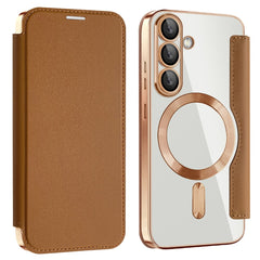 Coque en cuir pour Samsung Galaxy S25 compatible avec MagSafe et blocage RFID