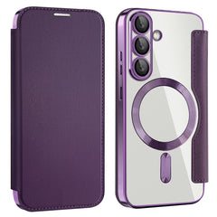 Coque en cuir pour Samsung Galaxy S25 compatible avec MagSafe et blocage RFID