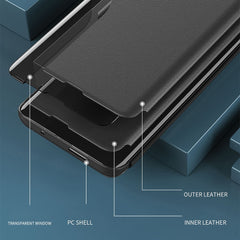 Für Samsung Galaxy S25 Hülle Sichtfenster PU Leder Stand Cover 