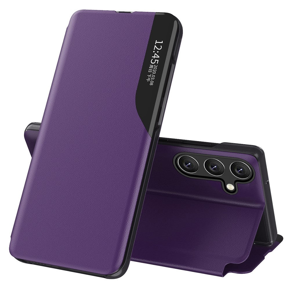Für Samsung Galaxy S25 Hülle Sichtfenster PU Leder Stand Cover 