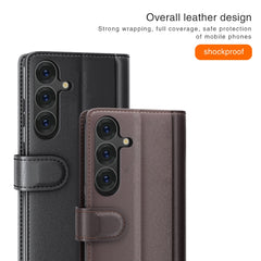 For Samsung Galaxy S25 Case Genuine Split Leather Phone Cover with Wallet Stand