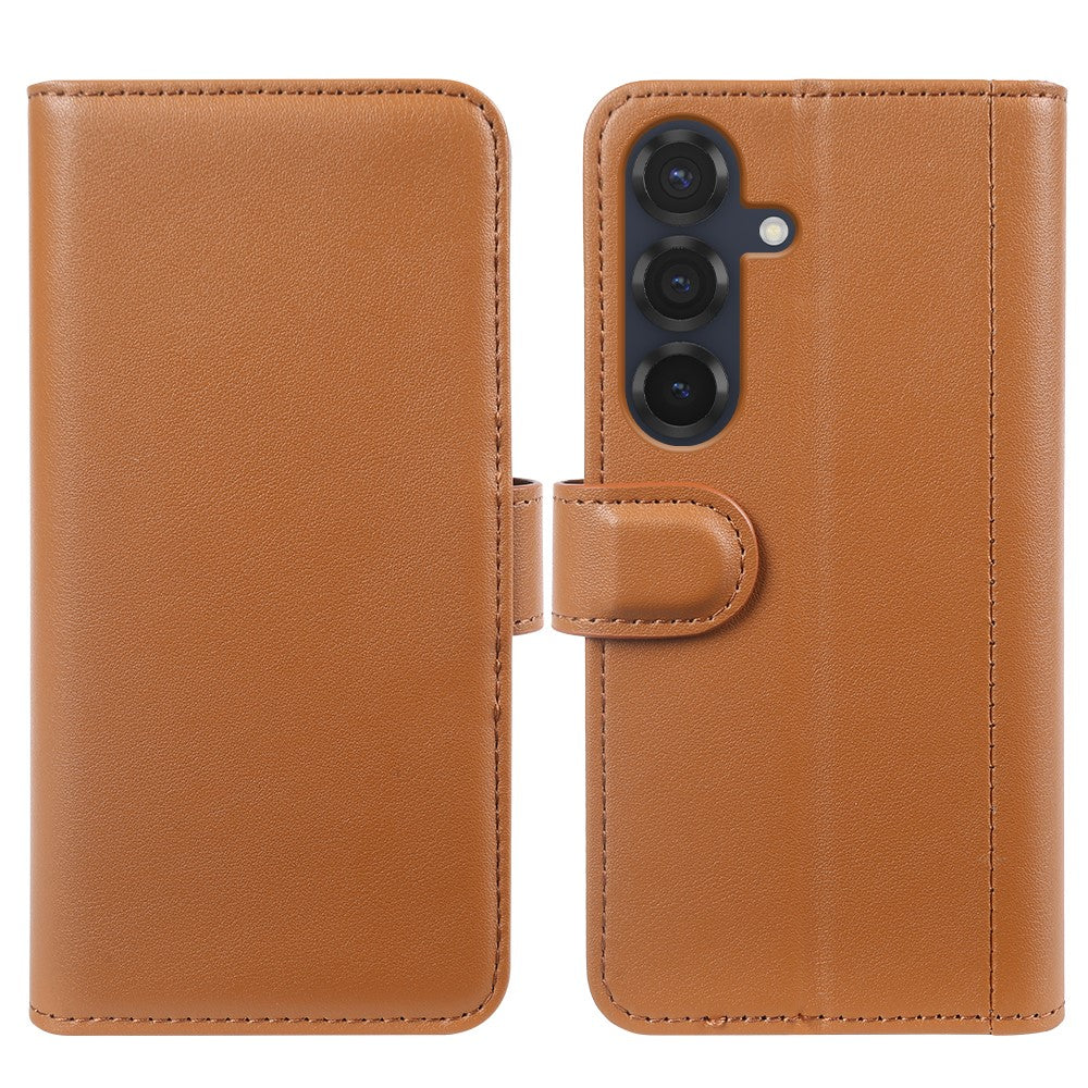 For Samsung Galaxy S25 Case Genuine Split Leather Phone Cover with Wallet Stand