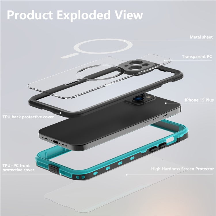 REDPEPPER Dot+ Series For iPhone 15 Plus Phone Case Compatible with MagSafe IP68 Waterproof Clear Phone Cove - TechGearPal