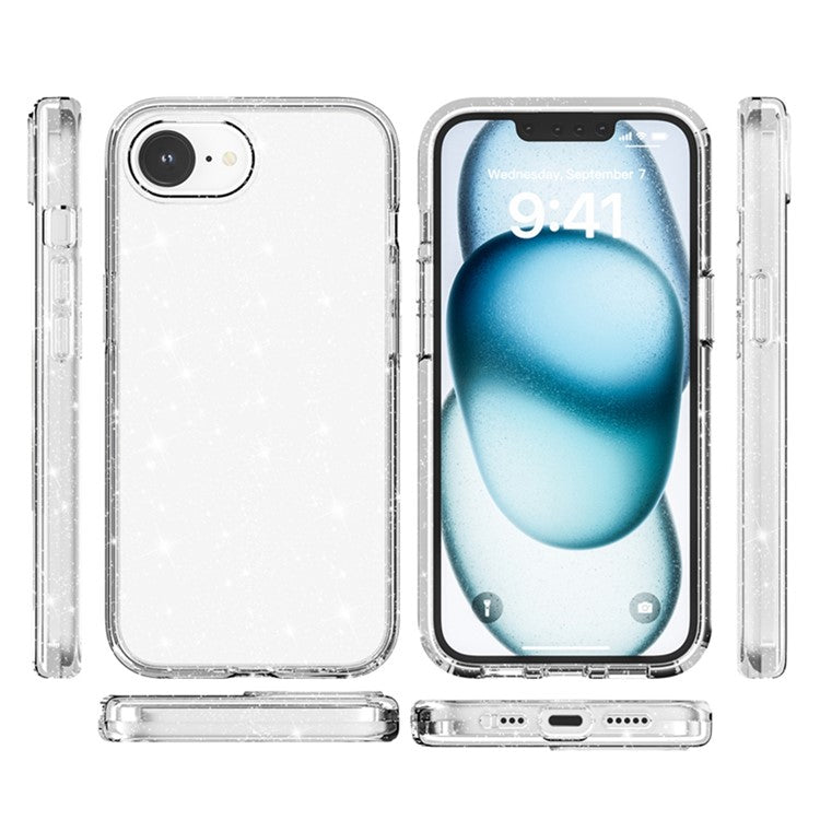For iPhone 16e Case Thickened Shockproof TPU + PC Glitter Back Cover - TechGearPal