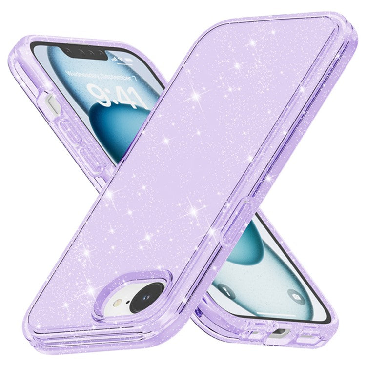 For iPhone 16e Case Thickened Shockproof TPU + PC Glitter Back Cover - TechGearPal