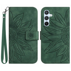For Samsung Galaxy A56 5G / M56 5G Case Sunflower Imprint Leather Wallet Phone Cover with Wrist Strap