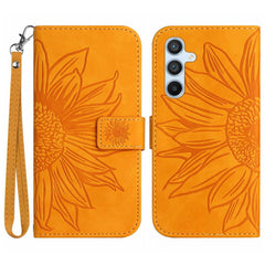 For Samsung Galaxy A56 5G / M56 5G Case Sunflower Imprint Leather Wallet Phone Cover with Wrist Strap