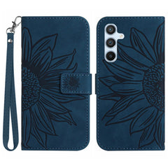 For Samsung Galaxy A56 5G / M56 5G Case Sunflower Imprint Leather Wallet Phone Cover with Wrist Strap