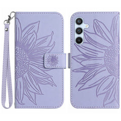 For Samsung Galaxy A56 5G / M56 5G Case Sunflower Imprint Leather Wallet Phone Cover with Wrist Strap