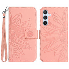 For Samsung Galaxy A56 5G / M56 5G Case Sunflower Imprint Leather Wallet Phone Cover with Wrist Strap