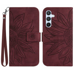 For Samsung Galaxy A56 5G / M56 5G Case Sunflower Imprint Leather Wallet Phone Cover with Wrist Strap