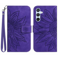 For Samsung Galaxy A56 5G / M56 5G Case Sunflower Imprint Leather Wallet Phone Cover with Wrist Strap