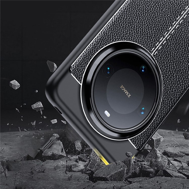 For Huawei Mate 70 Case Litchi Texture TPU Flexible Phone Cover, Black - TechGearPal