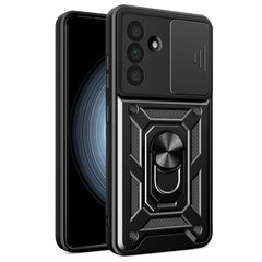 For Samsung Galaxy A56 5G Case with Slide Camera Lid PC+TPU Kickstand Phone Cover