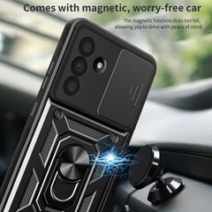 For Samsung Galaxy A56 5G Case with Slide Camera Lid PC+TPU Kickstand Phone Cover