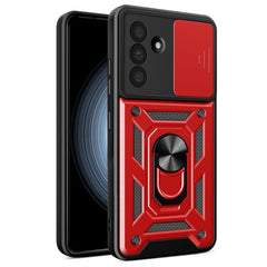 For Samsung Galaxy A56 5G Case with Slide Camera Lid PC+TPU Kickstand Phone Cover